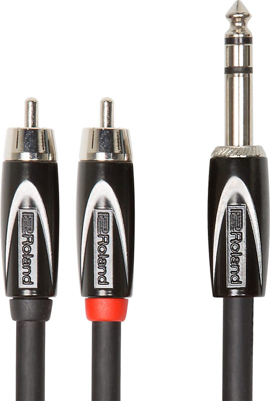 Roland RCC5TR2R Black Series 1/4'' TRS (Male) to Dual RCA Interconnect Cable 5' image 1