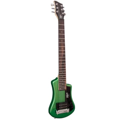 Hofner Shorty Travel Electric Guitar w/Bag - Metallic Dark Green Finish image 2