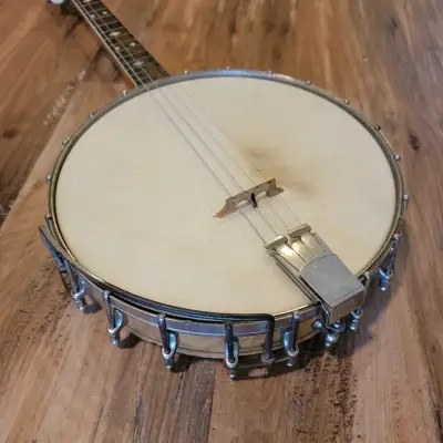 Lyon & Healy F Style 4 String Open Back Tenor Banjo Birds Eye Maple Un Cleaned But Solid image 2