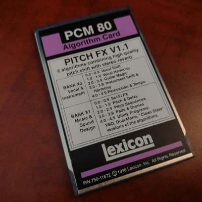 LEXICON PCM 80 PITCH FX V1.1 ALGORITHM CARD FOR PCM 80 MULTI-EFFECTS UNITS EC image 2