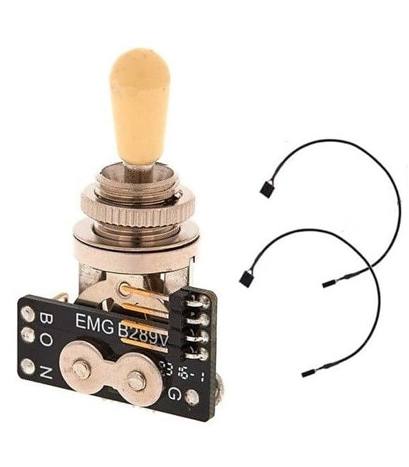 EMG 3 POS CHROME GIBSON STYLE TOGGLE 3 WAY 3 POSITION SWITCH IVORY TIP B289 ( TIP SCRATCHES ) image 1