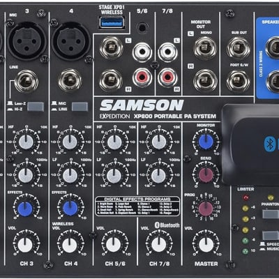 Samson Expedition XP800 All-In-One 800 Watt Portable PA System with 8-Channel Mixer,Black image 3