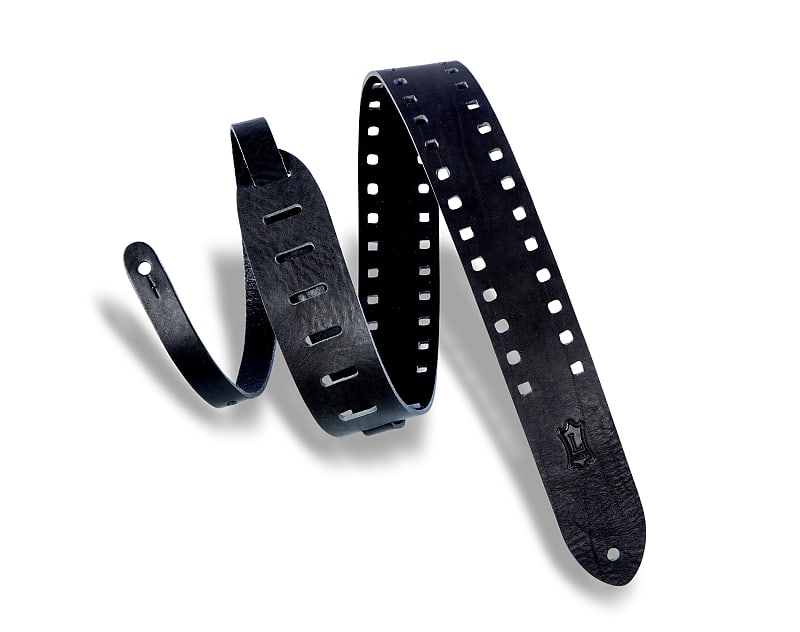 Levy's Leathers - M12SPOV-BLK - 2" Wide Square Punch Leather Guitar Strap image 1