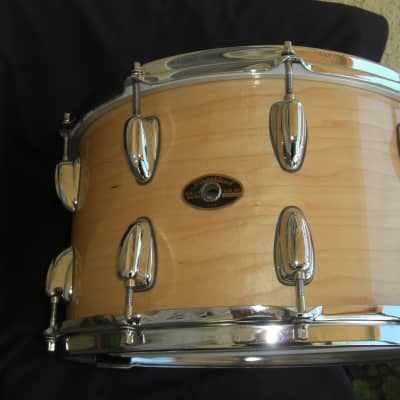 Slingerland 14x8 snare drum 20 lugs, Stick saver hoops 80s/90s - Natural Maple Gloss image 1