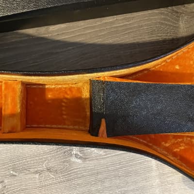 Vintage Acoustic Guitar Case 1960’s-1970’s Black w Orange Gold Interior image 3