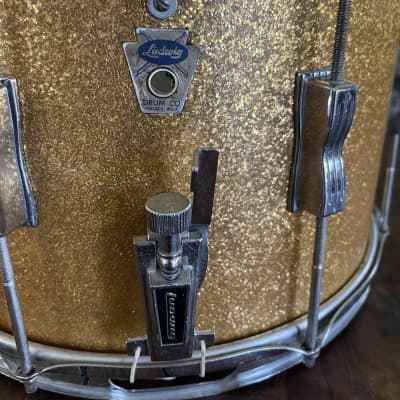 Vintage Ludwig Keystone Marching Snare 14x10 Keystone Marching Snare 1960s Gold Yellow Sparkle image 2
