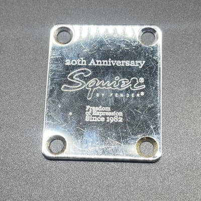 Used Squier by Fender 20th Anniversary Chrome Neck Plate part# MF-20 image 2