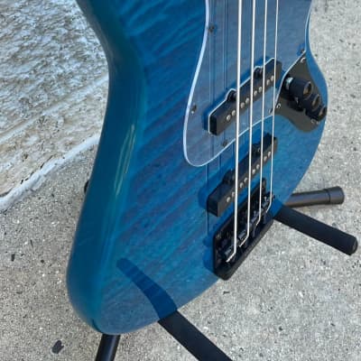 GAMMA Custom Bass Guitar J24-02, 4-String Beta Model, Quilted Flame Blue for sale