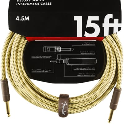 Fender Deluxe TWEED Electric Guitar/Instrument Cable, Straight Ends, 15' ft image 7