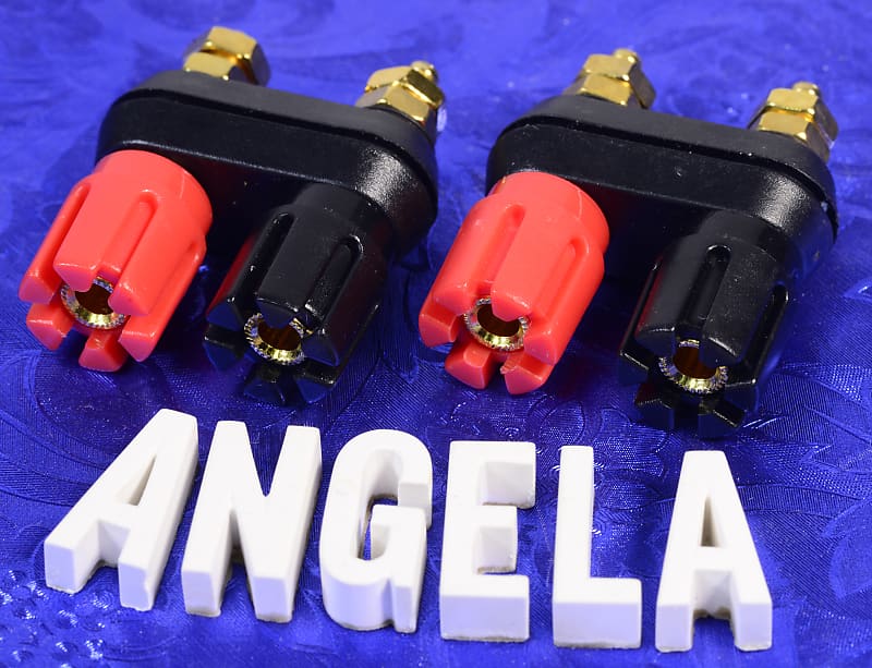 Two Sets Speaker Binding Posts With Gold Plated Brass Reverb