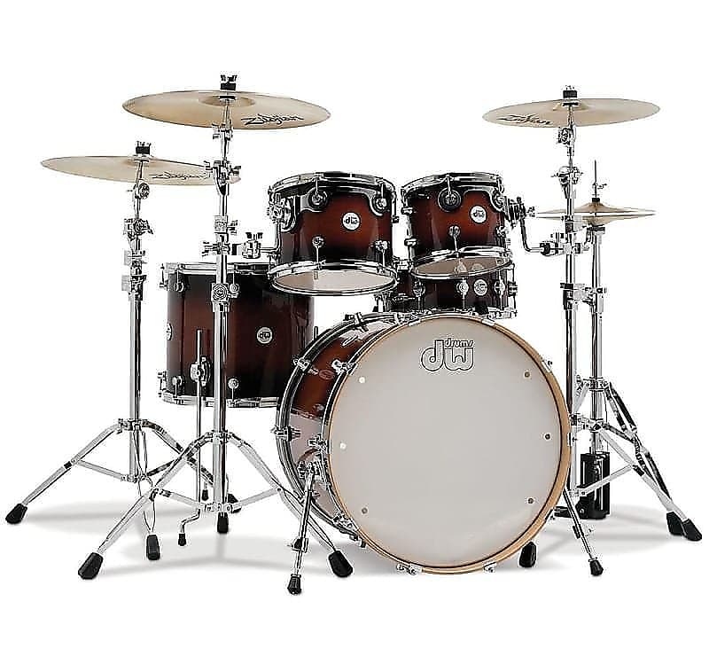 DW DDLG2215TB Design Series 10/12/16/22 Drum Kit Set w/ Matching Snare in Tobacco Burst Lacquer *IN STOCK* image 1
