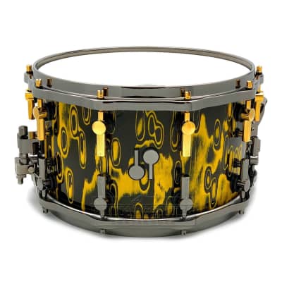 Sonor SQ2 Heavy Beech Snare Drum 14x8 Yellow Tribal w/Black & Gold Hardware image 1