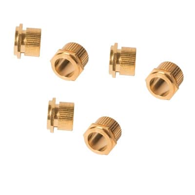 StewMac Vintage-style Tuner Bushings, Hex straight, gold, set of 6 for sale
