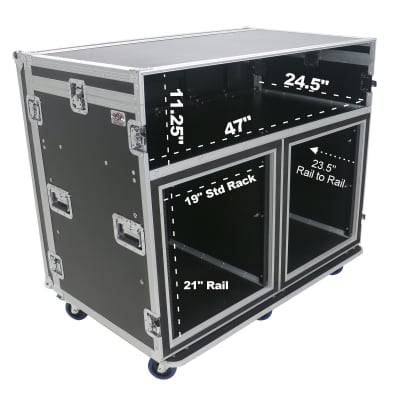 OSP ATA-FOH-2SL Deluxe Front of House System w/ Dual 12U-Racks & Standing Lid Tables image 2