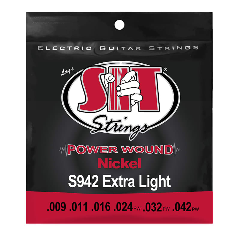 SIT Strings Power Wound Nickel S942 Electric Guitar Strings, Extra Light, 9-42 image 1