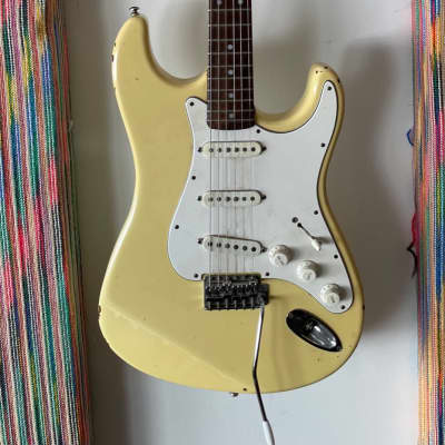 Vintage Memphis "Fender" Stratocaster Guitar - 1970s White/Cream with Original Hardshell Case image 2