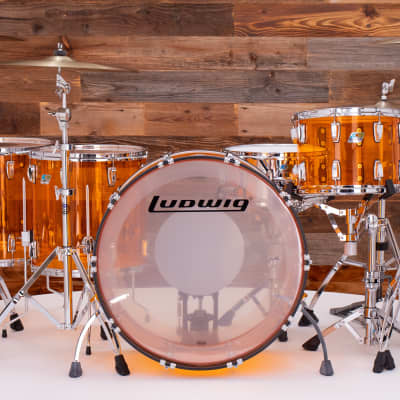 Ludwig L8264 Lx47 Vistalite John Bonham 5 Piece Zep Drum Kit With 402, Amber image 8