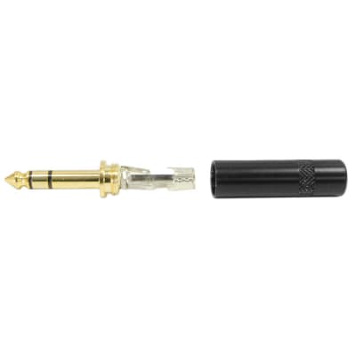 Seismic Audio - 1/4" Male Stereo Jack Plug - 3 Pole - Black and Gold - Pro Audio image 3