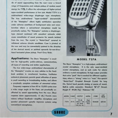 Vintage 1940's Shure 737A crystal super cardioid microphone / retro mod dynamic Satin Chrome w period cable 55 55S 708A # 2 image 2