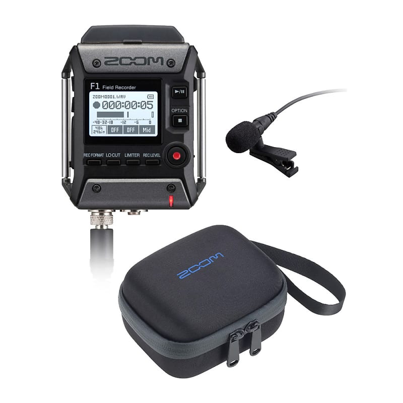 Zoom F1 Field Recorder with Lavalier Microphone and Zoom Reverb