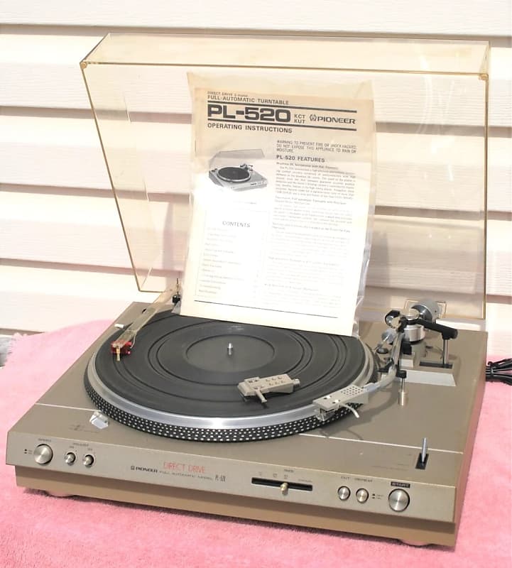 PIONEER PL-520 TURNTABLE 2 CARTRIDGES ORIGINAL MANUAL AND BOX