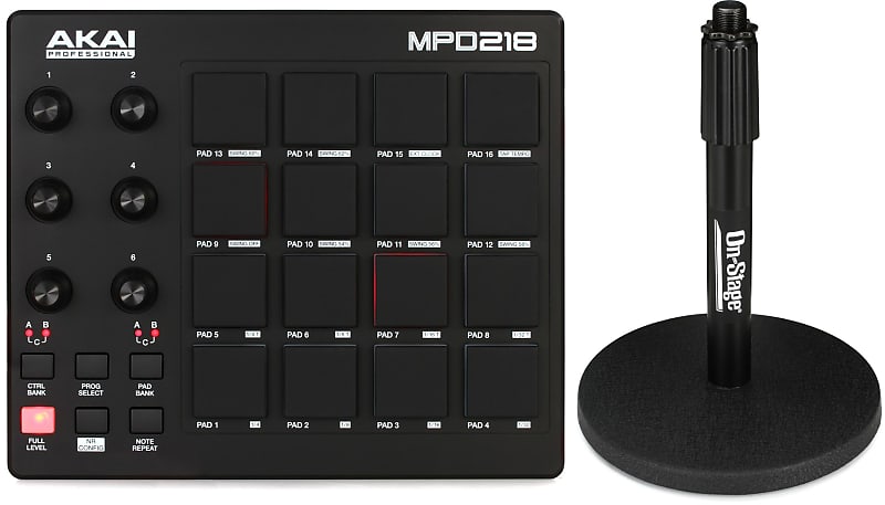 Akai Professional MPD218 16-Pad MIDI Pad Controller Bundle with On