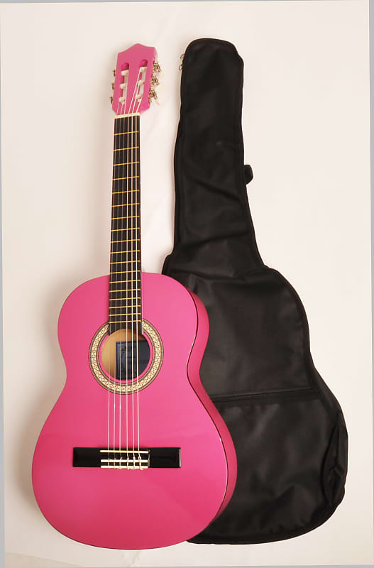 Left Handed Classical Acoustic Guitar 3/4 Size (36") Omega Class 3/4 Mpn Pink LH image 1