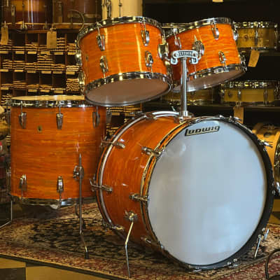 Ludwig Vintage Psychedelic Red drum kit with Supraphonic! | Reverb