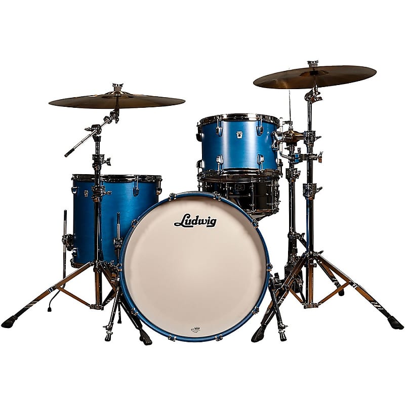 Ludwig NeuSonic 3-Piece Fab Shell Pack With 22" Bass Drum Satin Royal Blue image 1