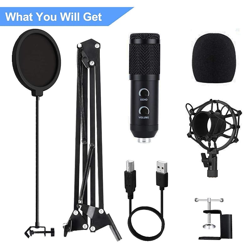  TONOR USB Gaming Microphone, PC Streaming Mic Kit for PS4/5/ Discord/Twitch Gamer, Condenser Studio Cardioid Microfono for Podcasting,  Recording, Content Creation, Singing with Adjustable Arm Stand Q9 : Musical  Instruments