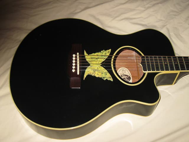 1991 Epiphone Orville Gibson EO-2B Acoustic Electric Guitar EO2B EO2EB  Black creme butteryfly +OHSC