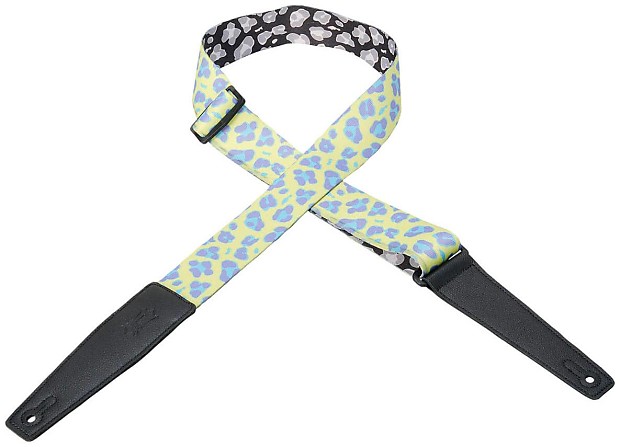 Levy's MDL8-009 2" Poly Guitar/Bass Strap Neon Lime/Purple Leopard Design image 1