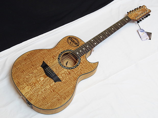 Dean EXQA12 GN Exhibition Quilted Ash 12-String Dreadnought with Cutaway and Electronics Natural image 1