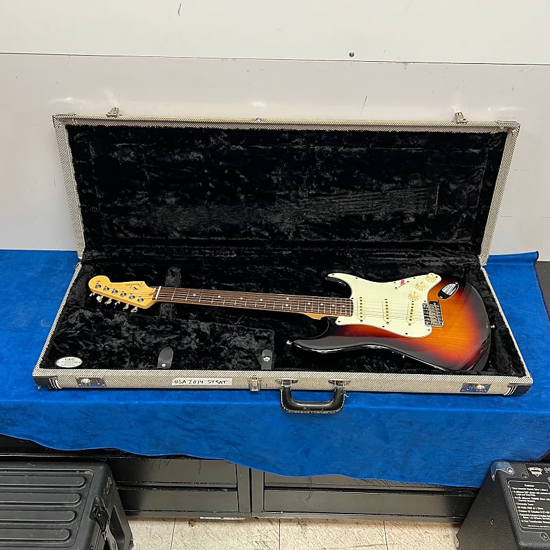 Used Fender Strat Stratocaster Electric Guitar with Case USA 2014 Sunburst 60th Anniversary image 1