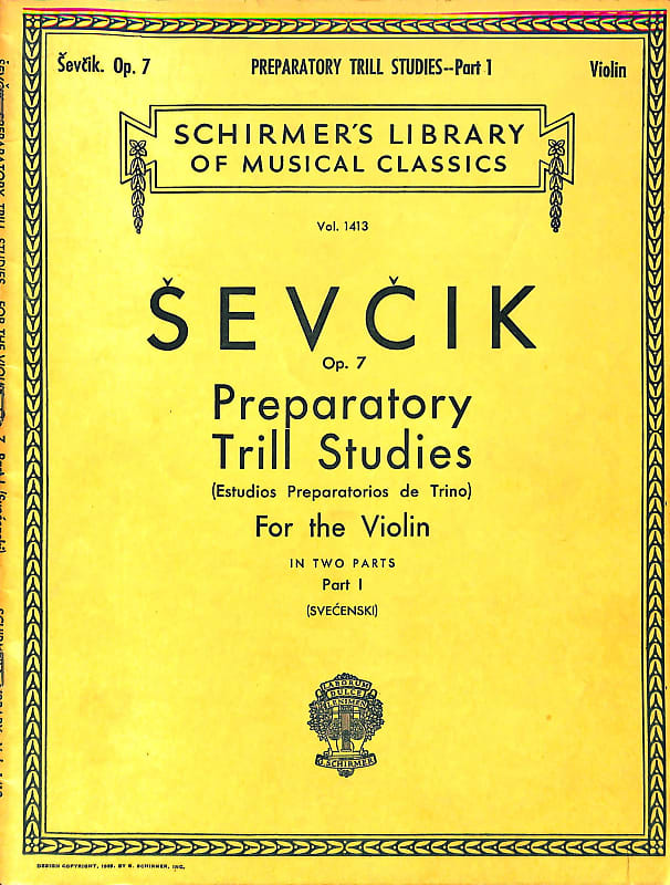 Schirmer Sevcik Prep Trill Studies for Violin Part 1 Reverb