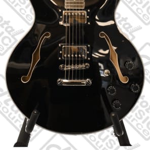 Oscar Schmidt Delta Blues Semi Hollow Guitar, Black, Covered Pickups, OE30B CP KIT image 7