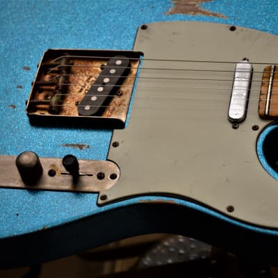 American Fender Custom Telecaster Nitro Heavy Relic Blue Sparkle image 10
