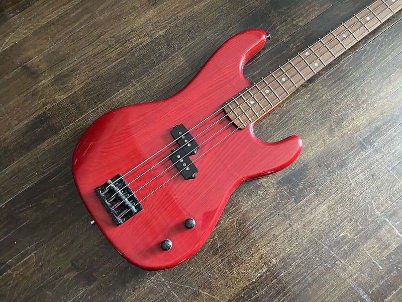 Rare 1980s ESP P-Bass Electric Bass Transparent Red MIJ Japan