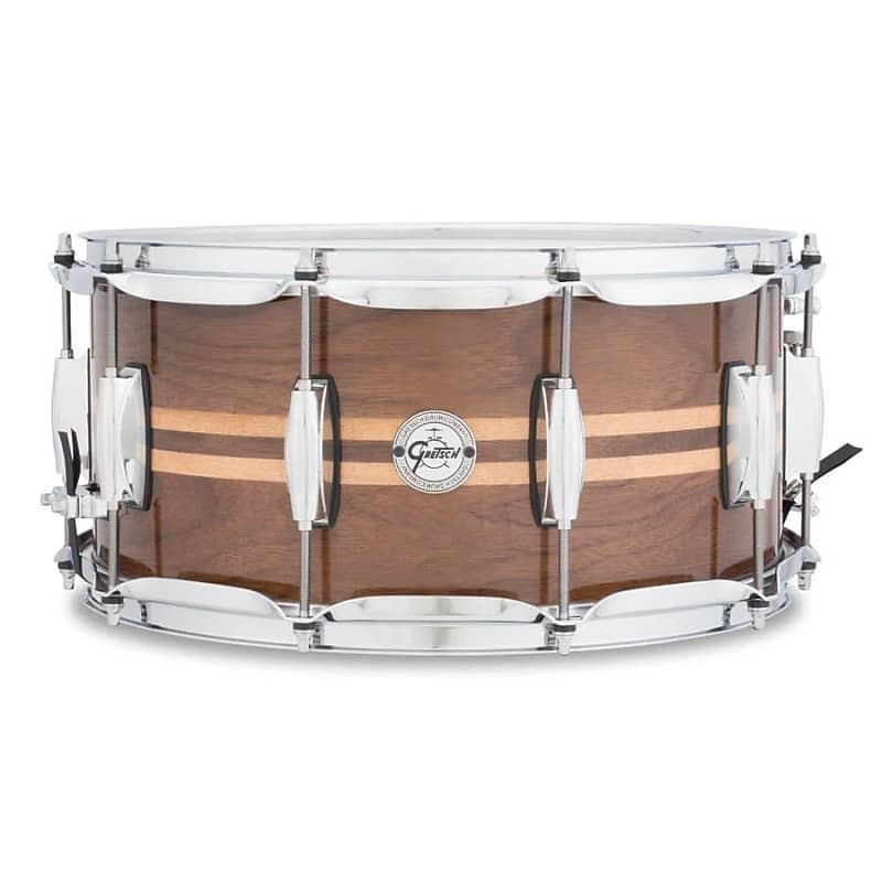 Gretsch Full Range Walnut Snare Drum 14x6.5 w/Maple Inlays image 1