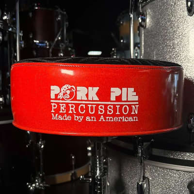Pork Pie Round Drum Throne in Black Swirl Top w/ Red Sparkle Side image 2