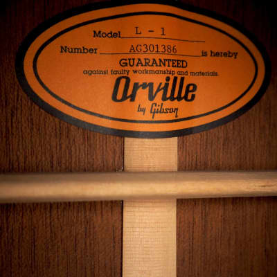 1995 Orville by Gibson L-1 Acoustic Guitar Vintage Sunburst, Near Mint w/ Case & Hangtag image 6