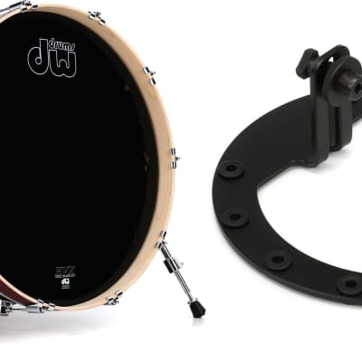 DW Performance Series Bass Drum - 18 x 22 inch - Tobacco Satin Oil  Bundle with Kelly Concepts The Kelly SHU Pro Bass Drum Microphone Shockmount Kit - Aluminum - Black Finish image 1