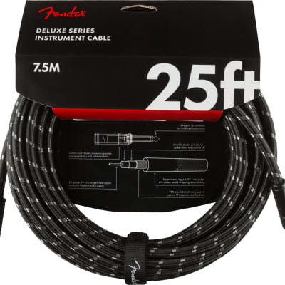 Fender® Deluxe Series Instrument Cable, Straight/Straight, 25', Black Tweed image 1
