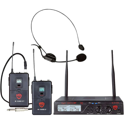 Nady U-2100 HM-GT Dual UHF Wireless System with Headset Microphone and Instrument Transmitter