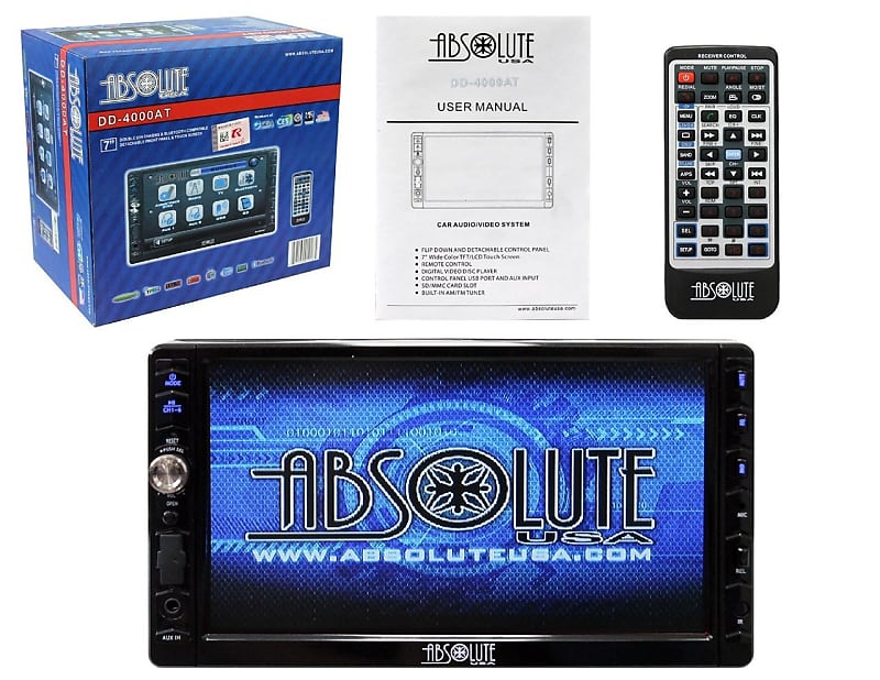 ABSOLUTE USA DD-4000AT 7-INCH DOUBLE DIN MULTIMEDIA DVD PLAYER RECEIVER  WITH TOUCH SCREEN SYSTEM