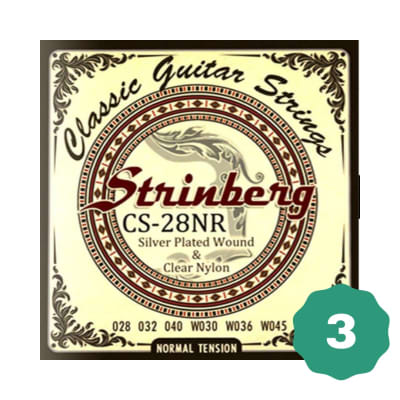New Strinberg CS-28NR Silver Plated Wound Clear Nylon 6-String Classical Guitar Strings (3-PACK)