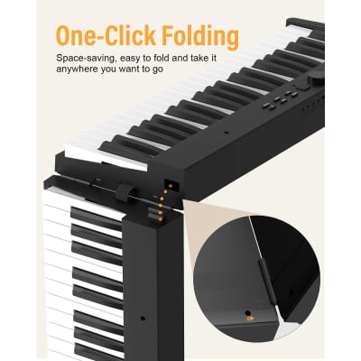 Folding Piano Keyboard 88 Key Full Size Semi-Weighted Foldable Piano Keyboard, Bluetooth Portable Electronic Keyboard Piano With Sheet Music Stand, Sustain Pedal And Piano Bag image 2
