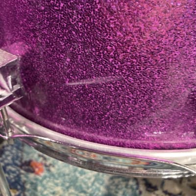 Frank Ferrer's Guns N Roses, Pork Pie, 2016 Drum Set, 24",16",14",13",12" Purple Sparkle. Signed! Authenticated! image 12