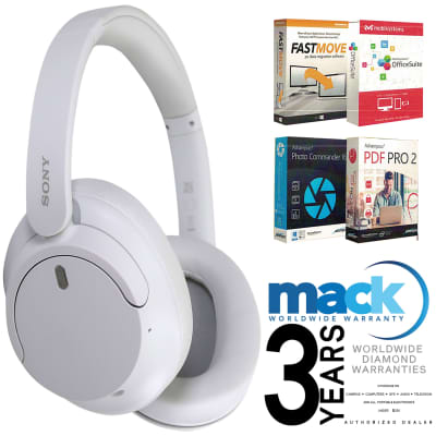 Sony Wireless Over-Ear Noise-Canceling Headphones WH-CH720N (White) + Tech Smart USA Elite Suite 18 Standard Editing Software Bundle + 3yr Worldwide Diamond Waranty for Portable Electronic Devices Under $250 image 1