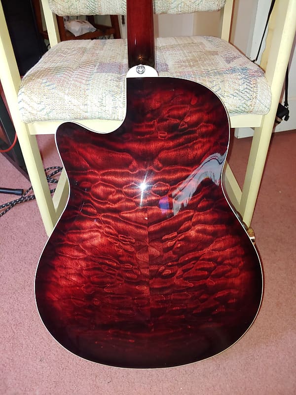 2005 Ibanez AEF37E-TCS-0P-01 Red Quilt Top Acoustic - | Reverb